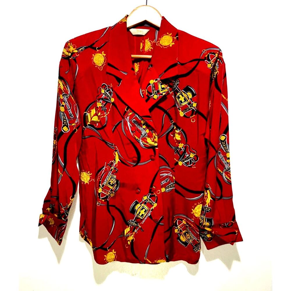 Hai Coordinate blazer jacket shirt VTG equestrian rodeo red fest women M